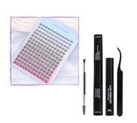 Kit di extension per ciglia, 144 pezzi, curvatura a D, impermeabili, colla per ciglia, pinzette, rimozione colla, DF20