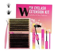Kit di extension per ciglia a grappolo, 300 pezzi, 70D e 90D, fai da te, kit di extension per ciglia individuali a grappolo con applicatore per la rimozione di leganti e sigilli, a casa