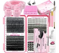 Kit di extension per ciglia fai da te DNSGOOR da 584 pezzi, ciglia a grappolo con ciglia inferiori, colla per legare e sigillare le ciglia, shamp