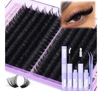 Kit di extension per ciglia lunghe da 14-20 mm, 192 pezzi, volume spesso, kit fai da te, kit di extension per ciglia soffici a D, 120D+150D