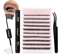 Kit di extension per ciglia Whybraw Curl a D, kit di extension per ciglia con 7 giorni di lunga durata, 200 pezzi, kit di ciglia singole naturali con pinzette per ciglia a grappolo
