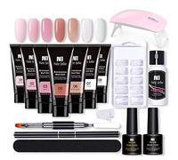 Kit di extension per unghie da 15 ml con lampada, base coat, top coat, punte finte, pennello e clip per unghie professionali