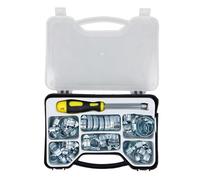 Kit di fascette per tubi da 49 pezzi, da 13 a 44 mm, fascette per tubi regolabili con cacciavite esagonale da 8 mm per tubi, linee del carburante, assortimento in acciaio al carbon