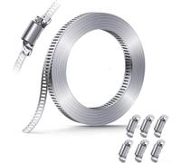 Kit di fascette stringitubo in acciaio inox, regolabile, fai da te, cinghia in metallo con elementi di fissaggio per tubazioni del carburante e tubi dell'acqua, larghezza 12,6 mm (C)
