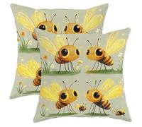 Kit di federe per cuscini Firefly divertenti per bambini con cerniera, morbidi cuscini traspiranti a forma di insetto dei cartoni animati, set da 2, 20x20, in velluto decorativo con arte anime, per d