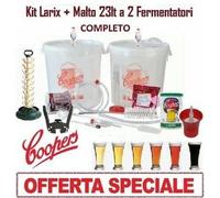 KIT DI FERMENTAZIONE BIRRA "LARIX" COOPERS+MALTO X 23LT+2 FERMENTATORI SCOLABOTT
