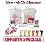 KIT DI FERMENTAZIONE BIRRA "LARIX" COOPERS+ MALTO X 23LT+2 FERMENTATORI+TAPPATOR