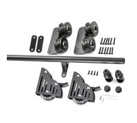 Kit di ferramenta a scala scorrevole per biblioteca, sistema a pista senza scala, con rullo per pavimento, tubo in acciaio nero in metallo, regolabile da 1 m a 7,3 m, set completo