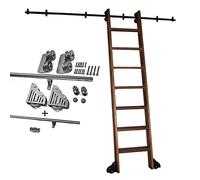 Kit di ferramenta a scala scorrevole per libreria, set completo di hardware per scale scorrevoli e binario di prolunga, con ruote a rulli per pavimento (senza scala), kit binario da 100 cm