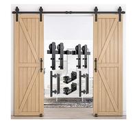 Kit di ferramenta for porta scorrevole robusta e resistente, le guide for porta doppia includono 2 maniglie for porta e 2 set di guide a pavimento(3040mm)