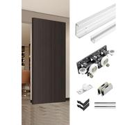 Kit di ferramenta for porte Ghost Door for porte in legno e alluminio, binari invisibili e ruote a bilico for porte scorrevoli, chiusura ammortizzata(120cm/47in)