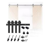 Kit Di Ferramenta For Porte Scorrevoli Da Fienile,binari Combinati In Acciaio Al Carbonio,kit Di Rulli For Binari For Porte Doppie,for Bagno,ripostiglio,garage(79.1" Track (Double Doors))