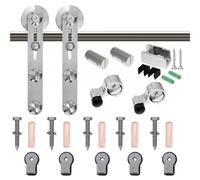 Kit di ferramenta for porte scorrevoli for fienili, for binario for porta singola, in acciaio inox, for fienili silenzioso e scorrevole, a forma di L for porta in vetro,Struttura Pesante(5FT-152CM)