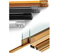 Kit di ferramenta in vetro temperato per porta scorrevole a tre binari per vetrina, librerie, armadi e cabine, design resistente a binario scorrevole