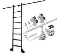 Kit Di Ferramenta Innovativo Per Scale A Rotelle Per Biblioteche, Elegante Binario Per Scale Mobile In Tubo Tondo, Kit Binario Per Porta Scorrevole Retrattile Per Fienile(100cm(3.3 ft) track kit)