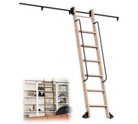 Kit di Ferramenta per Biblioteca Kit di Hardware per Scala da Biblioteca Mobile con Rulli Freno Inferiore, Superiori Telescopici per Libreria e Magazzino, Tubo Rotondo(5ft/60in/152cm)