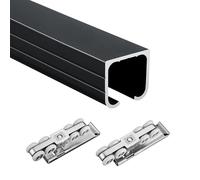 Kit di ferramenta per Binario per Porta Scorrevole Nero da 9 Piedi - Include 6 Ruote scorrevoli, opzioni di Montaggio Regolabili, Facile Installazione, Design Resistente e Robusto per la CAS