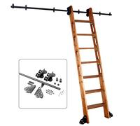 Kit di ferramenta per libreria con scala scorrevole, set completo di ferramenta per scala scorrevole, binario di prolunga, con ruote a rulli per pavimento (senza scala), kit binario da 500 cm