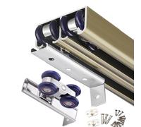 Kit di ferramenta per Porta Scorrevole a Doppio Binario per impieghi gravosi, Rullo Scorrevole a soffitto da 224 cm/88 Pollici per Tutte Le direzioni, Adatto a Porte da 60 a 250 cm, Finitura