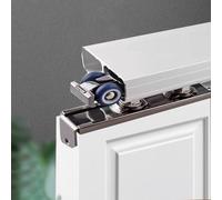 Kit di ferramenta per porta scorrevole, binario da 3,5 a 1,8 m, con sistema di chiusura ammortizzata, design a doppia rotaia, ruote in nylon, facile installazione fai da te e lunghezza regolabile (6,9
