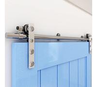 Kit di ferramenta per porta scorrevole da 1,8 m, binario in acciaio inox resistente per porta singola in legno, gancio a testa piatta incluso, ed elegante soluzione per la decorazione della casa