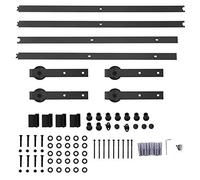 Kit di ferramenta per porta scorrevole della stalla di binari in acciaio al carbonio per carichi pesanti con design a doppia porta per armadio guardaroba magazzino Nero 4 m 13,1