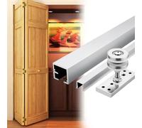 Kit di ferramenta per Porte a Soffietto con Binario, Set Completo di binari per Porte scorrevoli a Scomparsa per Porte di Spessore compreso tra 2,5 e 3 cm, Strumento di Riparazione per armad