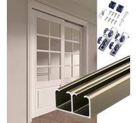 Kit di ferramenta per Porte scorrevoli a 2 Ante - Sistema di binari per armadi Facile da installare, Compatibile con Porte scorrevoli Color Champagne, 140 cm (55,1 Pollici) - Soluzione scorr