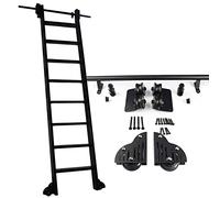 Kit di ferramenta per Scala Scorrevole - Sistema di binari in Acciaio con rulli e Fermi, Regolabile da 100 a 600 cm (3,3-20 Piedi) - Perfetto per progetti Fai-da-Te in casa, Ruote scorrevoli