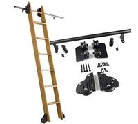 Kit di ferramenta per scale scorrevoli, binario/rotaia in tubo tondo d'acciaio da 1 m, 2 m, 3 m, 4 m, 5 m, 6 m, completo per librerie, scale da soffitta(Non-telescopic,600cm Kit pista)