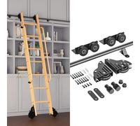 Kit di ferramenta per scale scorrevoli da 3,3-23,6 piedi, set completo di binari di scorrimento per soppalchi, uffici, cucine, magazzini, sistema a rulli in metallo (senza scale)(200cm Kit pista)