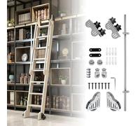 Kit di ferramenta per scale scorrevoli per biblioteche, binario mobile grigio argento da 3,3-20 piedi, sistema di scorrimento per scale scorrevoli estensibili - senza scale(400cm Kit pista)