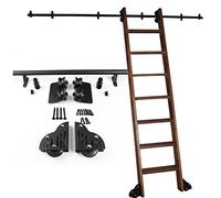 Kit di ferramenta per scale scorrevoli per libreria di ferramenta con scala mobile, binario per scala mobile a tubo tondo in acciaio per barra della biblioteca (senza scala)(610cm Kit pista)