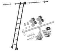 Kit di ferramenta per scale scorrevoli retrattili per biblioteca, sistema di binari scorrevoli da 100 a 600 cm con rulli frenanti per pavimento, grigio argento, scale non(100cm Kit pista)