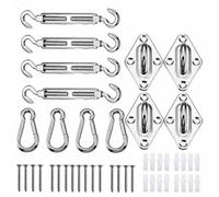 Kit di ferramenta per vela ombreggiante da 44 pezzi per installazione di vela ombreggiante triangolare, hardware in acciaio inossidabile di grado 304 da 5 pollici per prato giar argento 44 pieces set