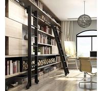 Kit di ferramenta retrattile in acciaio per casa/ufficio/biblioteca, binario scorrevole da 5 m con rullo da pavimento, ideale per un facile accesso a ripiani alti e stoccaggio