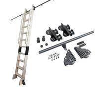 Kit di ferramenta retrattile per porta scorrevole da fienile, set completo con binario rotondo per un rotolamento fluido, ideale per biblioteca e uso domestico