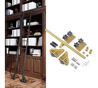 Kit di ferramenta scorrevole in acciaio al carbonio per biblioteca, sistema di binari con ruote a rulli per un facile accesso ed elegante decorazione per la casa