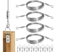 Kit di fili regolabili per appendere quadri, confezione da 4 ganci e filo, anelli a D per appendere quadri, kit per appendere quadri e specchi, kit resistente per appendere quadri artistici, specchi