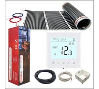 Kit di film per riscaldamento e termostato WiFi pre-attaccato, 220 W/m², tubi ondulati e sensore di temperatura da 3 metri (pellicola da 2 m² e termostato intelligente)