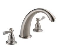 Kit di finitura per rubinetto per vasca romana diffuso a 2 maniglie Delta Faucet Windemere, montaggio su piano, in acciaio inox BT2796-SS (valvol
