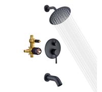 Kit di finitura per vasca e doccia Sumerain con valvola grezza, rubinetto doccia nero con beccuccio per vasca, soffione doccia da 8 pollici, cart