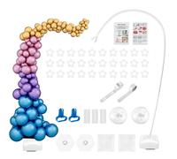 Kit di fiocchi di palloncini, riutilizzabile, set di supporto per arco a palloncini, regolabile con base per riempire d'acqua e aste in fibra resistente, per decorazioni per feste di compleanno