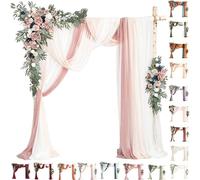 Kit Di Fiori Artificiali Per Arco Nuziale (Confezione Da 5 Pezzi), 2 Steli Di Fiori Con 3 Pezzi Di Tessuto Trasparente Drappeggiato, Festoni Floreali Per Decorazione Cerimonie, Feste E Compleanni(F)