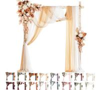 Kit Di Fiori Artificiali Per Arco Nuziale (Confezione Da 5 Pezzi), 2 Steli Di Fiori Con 3 Pezzi Di Tessuto Trasparente Drappeggiato, Festoni Floreali Per Decorazione Cerimonie, Feste E Compleanni(J)