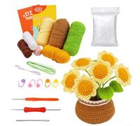 Kit di fiori creativi all'uncinetto per principianti con istruzioni video e materiali essenziali per progetti fai da te (piantagione di girasoli)