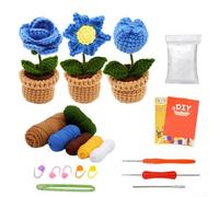 Kit di fiori creativi all'uncinetto per principianti con istruzioni video e materiali essenziali per progetti fai da te (fiori blu)