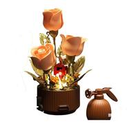 Kit di fiori meccanici con telecomando, fioritura automatica da 255 pezzi, set di blocchi di costruzione di fiori con annaffiatoio magico, con annaffiatoio, luci e suoni