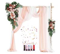 Kit di fiori per archi nuziali blu (confezione da 10), 2 pezzi, decorazione ad arco artificiale, 3 pezzi, tessuto drappeggiato, 5 cannoni coriandoli per cerimonie nuziali vintage