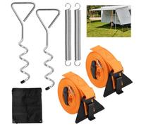 Kit di fissaggio antitempesta per tende da sole, Accessori per Tendalini | Cinghia di tensione per tendalino con molla e ancoraggio a vite, cinghia antitempesta, fune, kit di fissaggio laterale